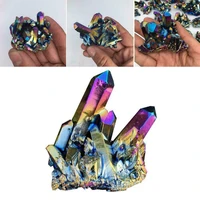 natural rainbow aura titanium quartz crystal cluster specimen healing stone
