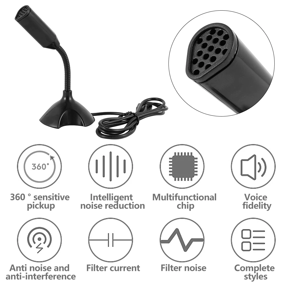 

USB Microphone Network Studio Microphone Mini Portable 360 Angle Adjustable Laptop Condenser Speech for KTV PC Computer