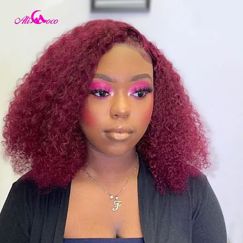 spesifikasi Ali Coco T1b 27 99J Wig Bob Keriting Wig Renda Depan 13X4 Wig Renda Depan 4X4 Wig Bob Pendek Warna Alami Telah Ditanami Untuk Wanita