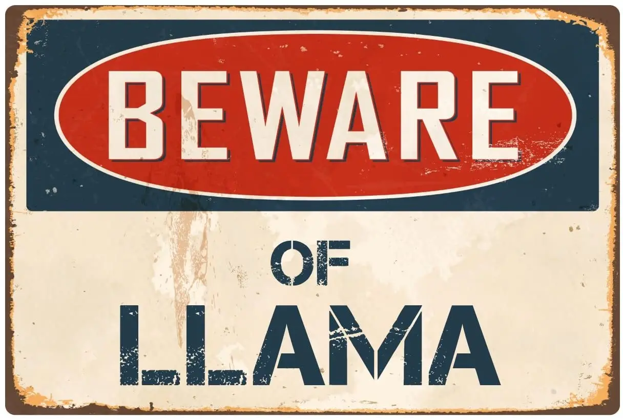 

StickerPirate Beware of Llama 8 x 12 Vintage Aluminum Retro Metal Sign VS257