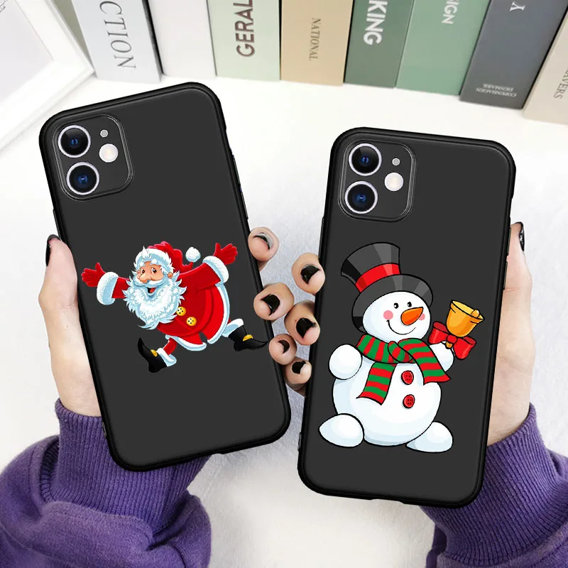 

New year Merry christmas elk snowflake Phone Case For iPhone 12 Pro Mini 8 7 6 6S Plus XR 11 Pro max X XS Max 5 5S SE 2020