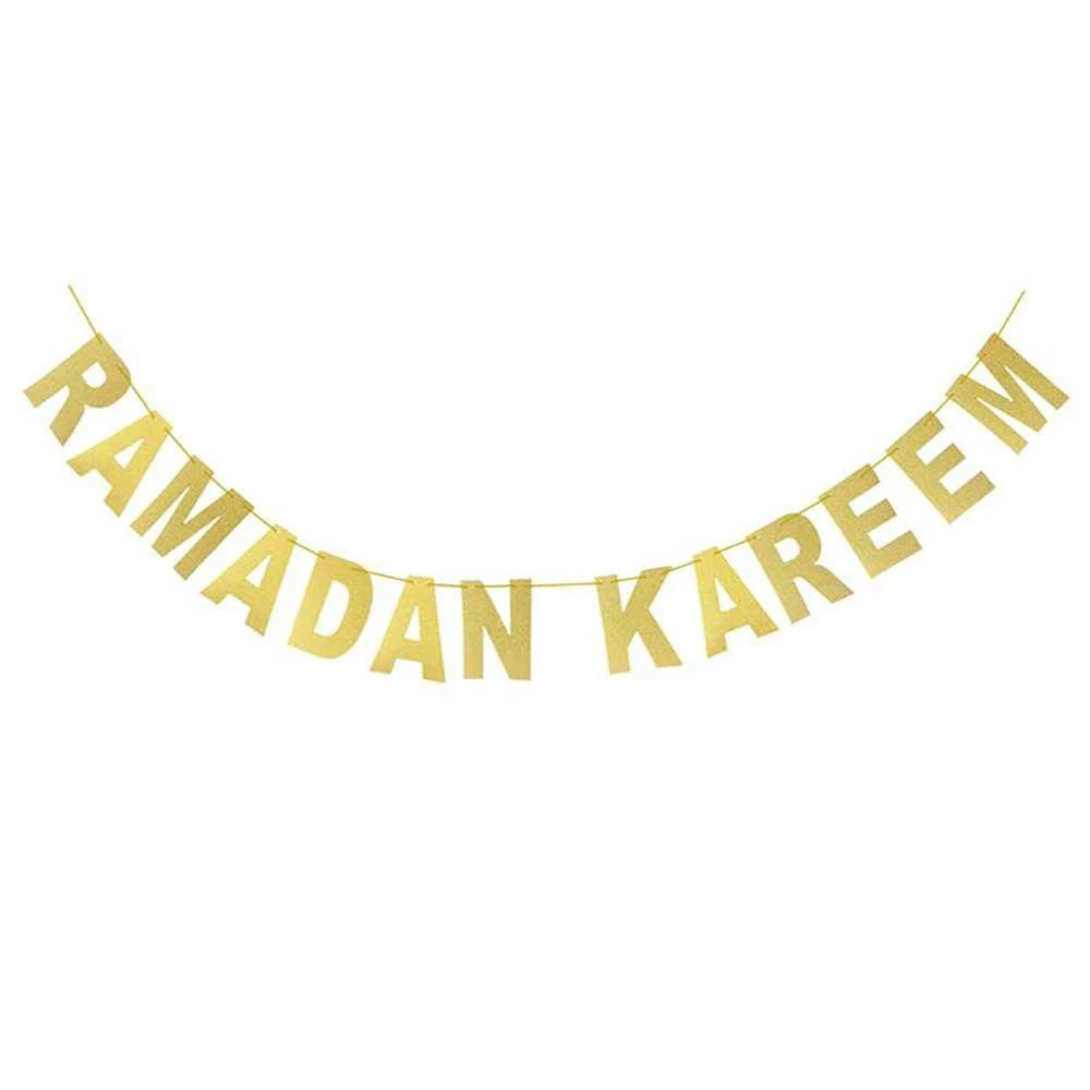 New 1 Pc DIY Ramadan Kareem Golden Letter Flag Home Birthday Party Decorative Supply Flags Banners & Accessories | Дом и сад