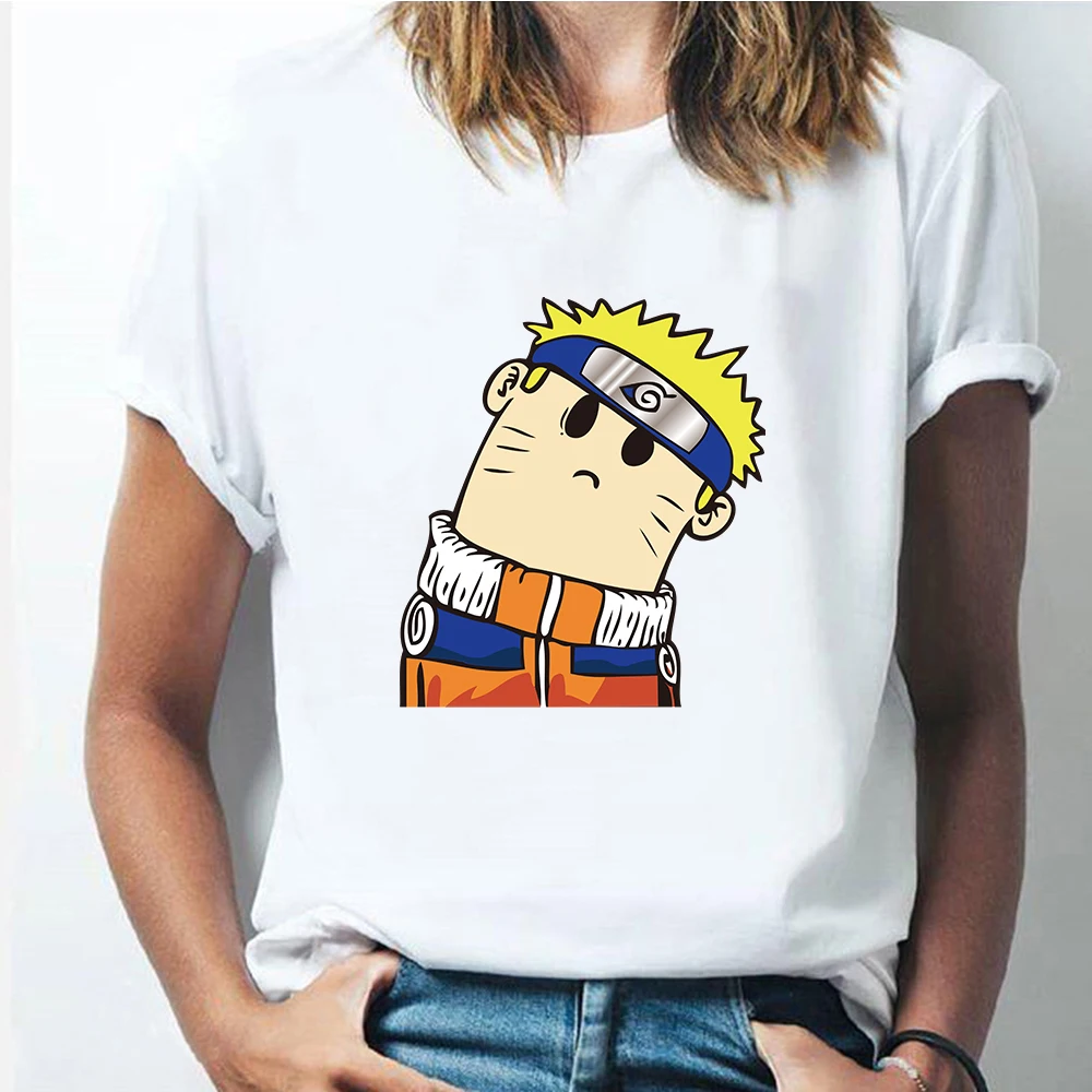 

New Anime Naruto T-shirt Hatake Kakashi Grimace Uzumaki Naruto Kawaii T-shirts for Women Short Sleeve Harajuku Aesthetic Clothes