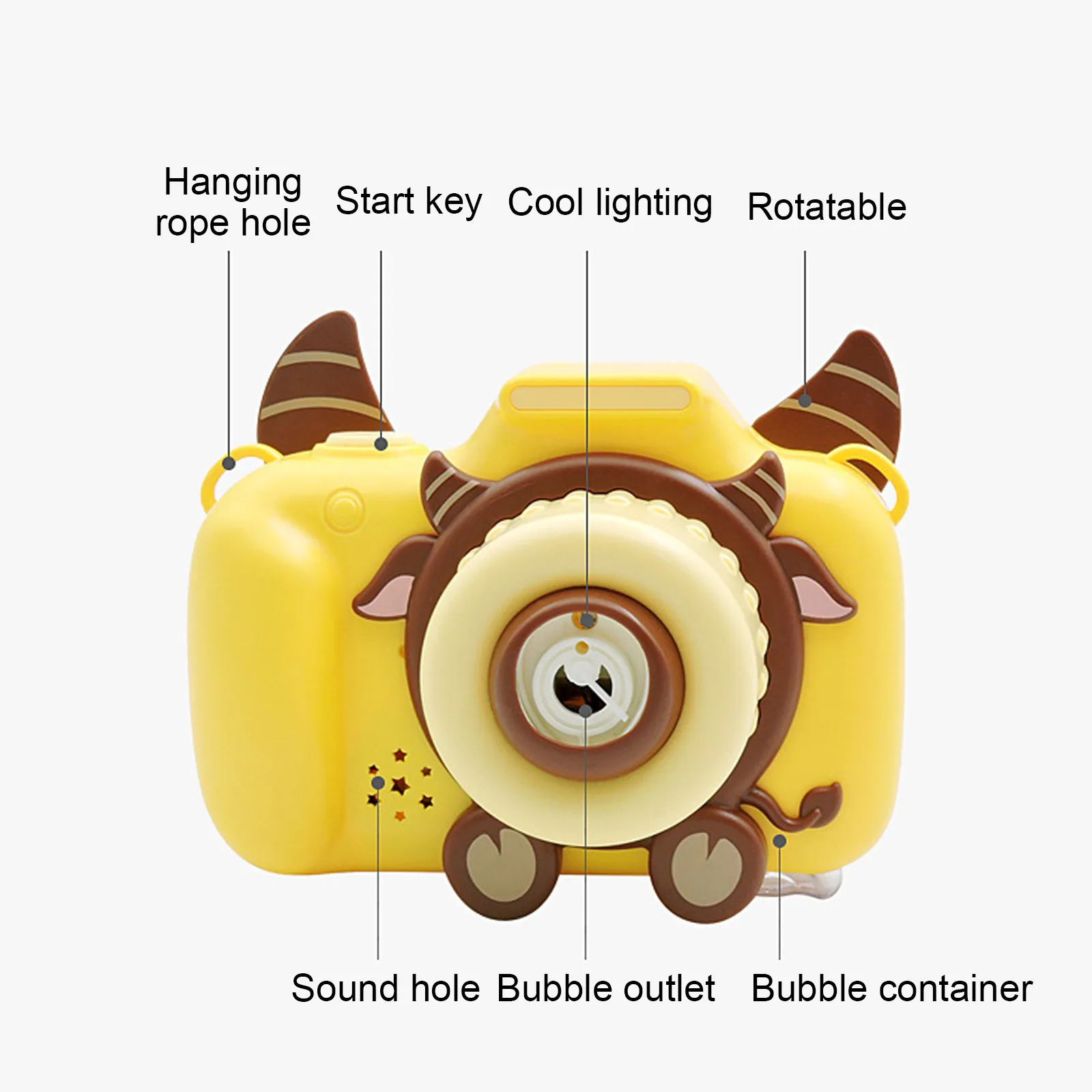 

Cartoon Calf Bubble Machine Light Music Automatic Bubble Blowing Camera bellenblaas Kids Boys Girls Birthday Gift Outdoor Toys