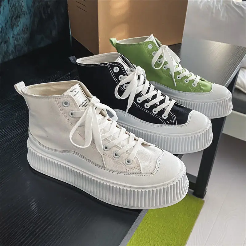 Кеды мужские высокие Вулканизированная подошва холщовые кроссовки удобная