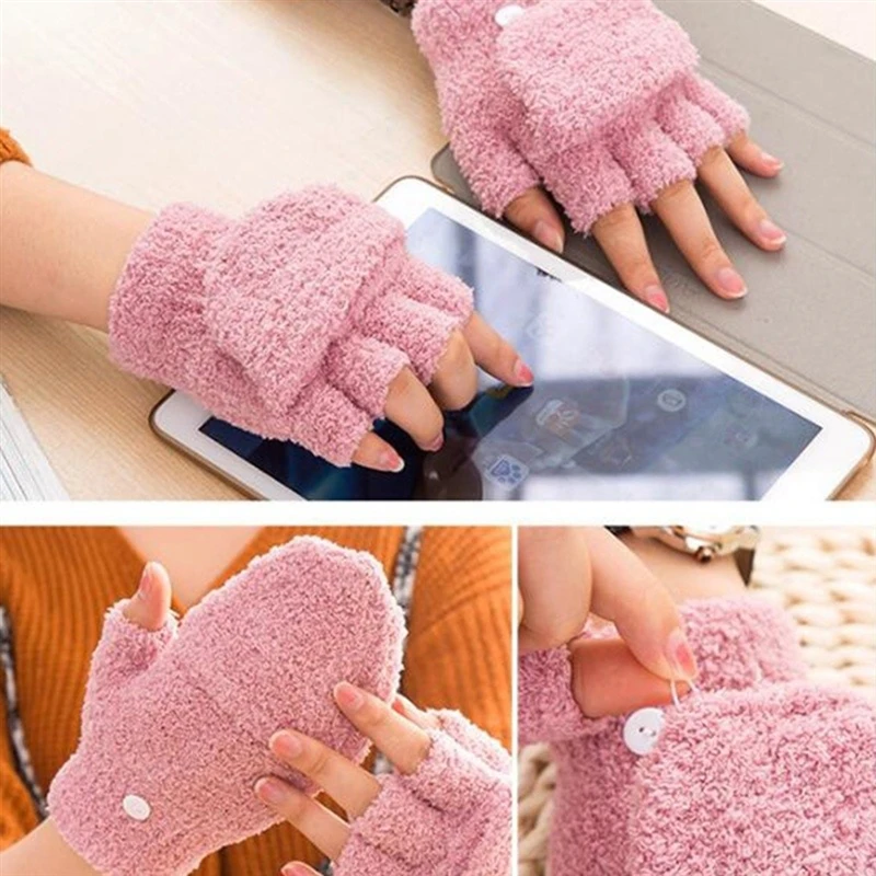 

2023 Winter Warm Thickening Wool Gloves Knitted Flip Fingerless Flexible Exposed Finger Thick Gloves Mittens Men Women Glove