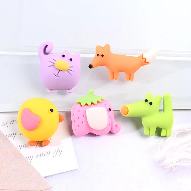 Кабошон 20 шт./лот милые Мультяшные животные с плоским основанием кавайный