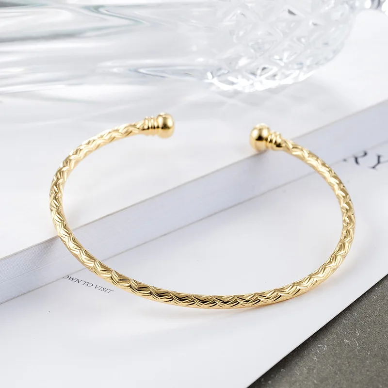 925 Sterling Silver Female Gold Bangles Bracelets Korean Style Simple Smiley Open Jewelry Bracelet Bangle for Women Girl