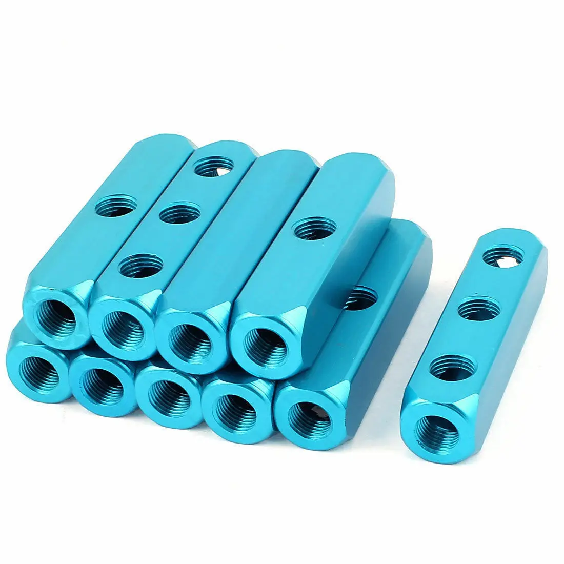 

10 шт 1/4BSP нить 3 способа 6 Порты Воздушный Пневматический Алюминий коллектор блок Splitter