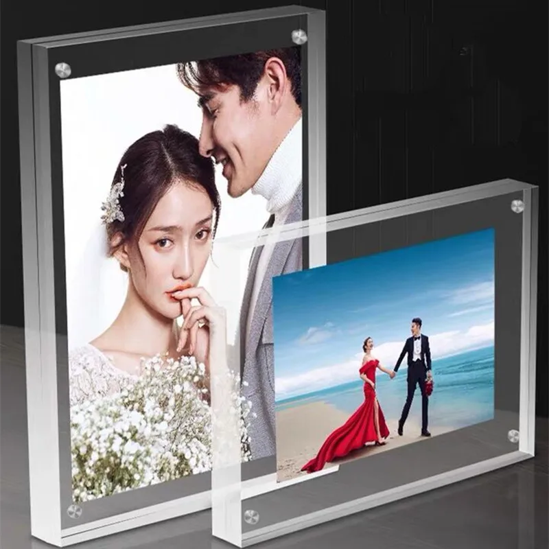 A5 Double Sided Acrylic Magnetic Sign Holder Frame Table Menu Holder Display Stand Picture Photo Block Frame