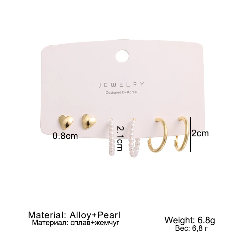 

Vienkim Fashion Women's Pearl Stud Earrings for Women Vintage New Geometric Acrylic Drop Earring 2021 Set Female Jewelry