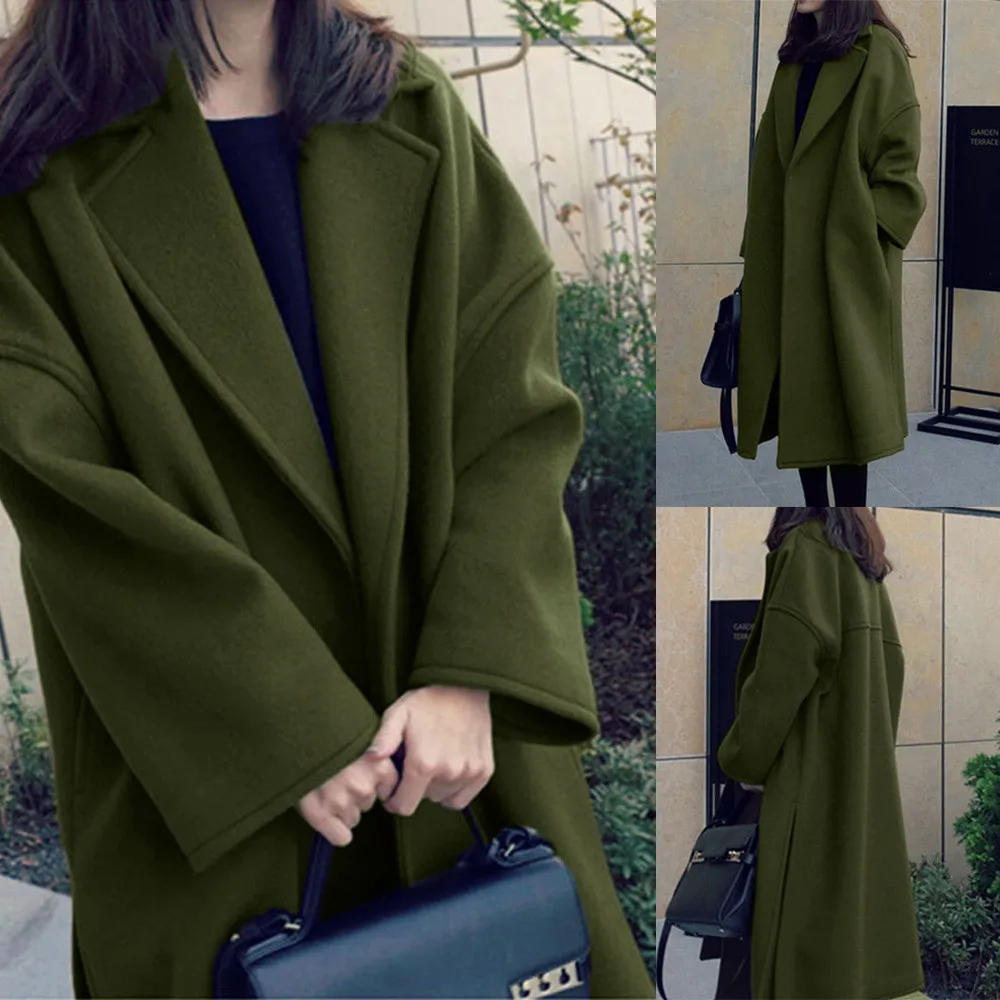 CHAMSGEND осень зима 2019 женское длинное пальто Винтаж размера плюс кг XXL|Женские плащи