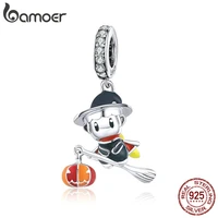 bamoer silver cute lovely witch pendant charm fit original bracelet for women 925 sterling silver jewelry making bsc240