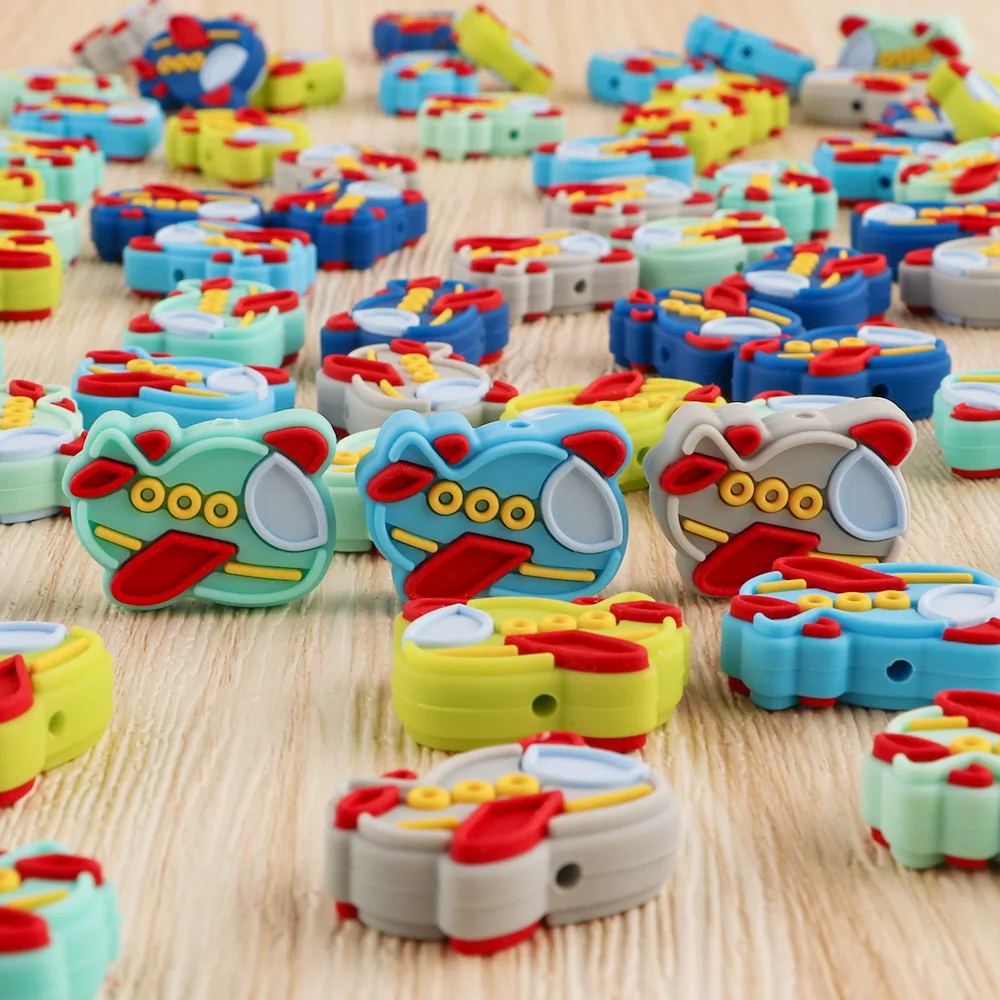 

Kovict 50/100/200pcs Silicone Beads Mini New Airplane Baby Rodent BPA Food Free Silicone Teething Nursing Pacifier Beads
