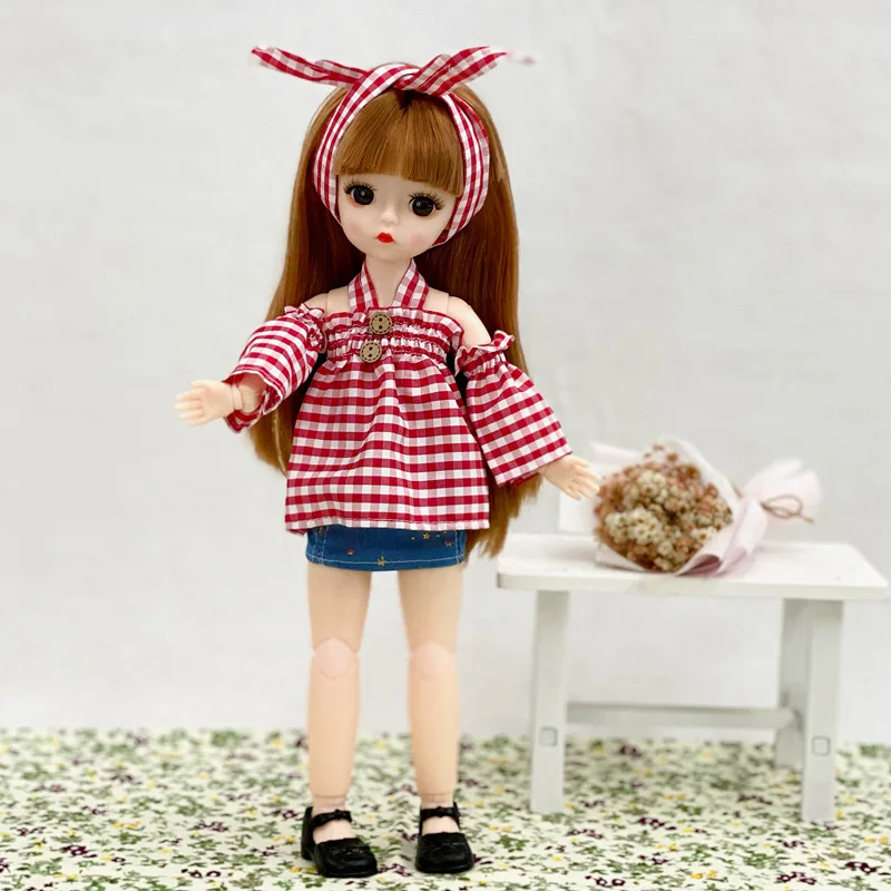 

New 30Cm Doll Bjd 1/6 Has Fashion Dress Up Skirt Accessories Princess Doll 3D Eyes Delicate Makeup Girl DIY Doll Gift Toy
