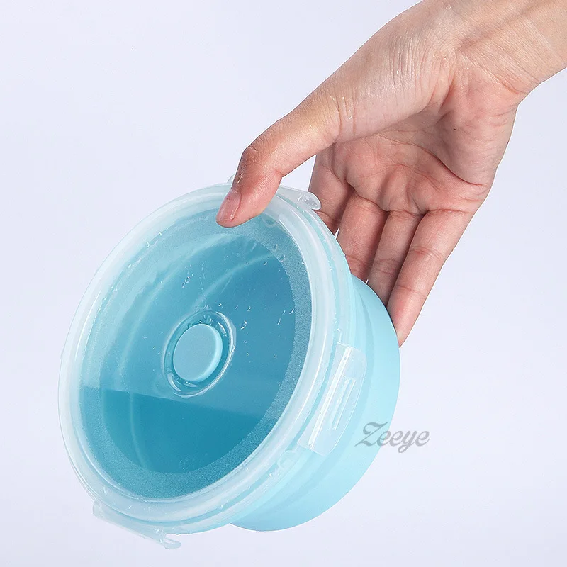 

2Pcs/Set Silicone Collapsible Lunch Box Food Container Box BPA Free Portable Picnic Camping Rectangle with Free Lunch Bag