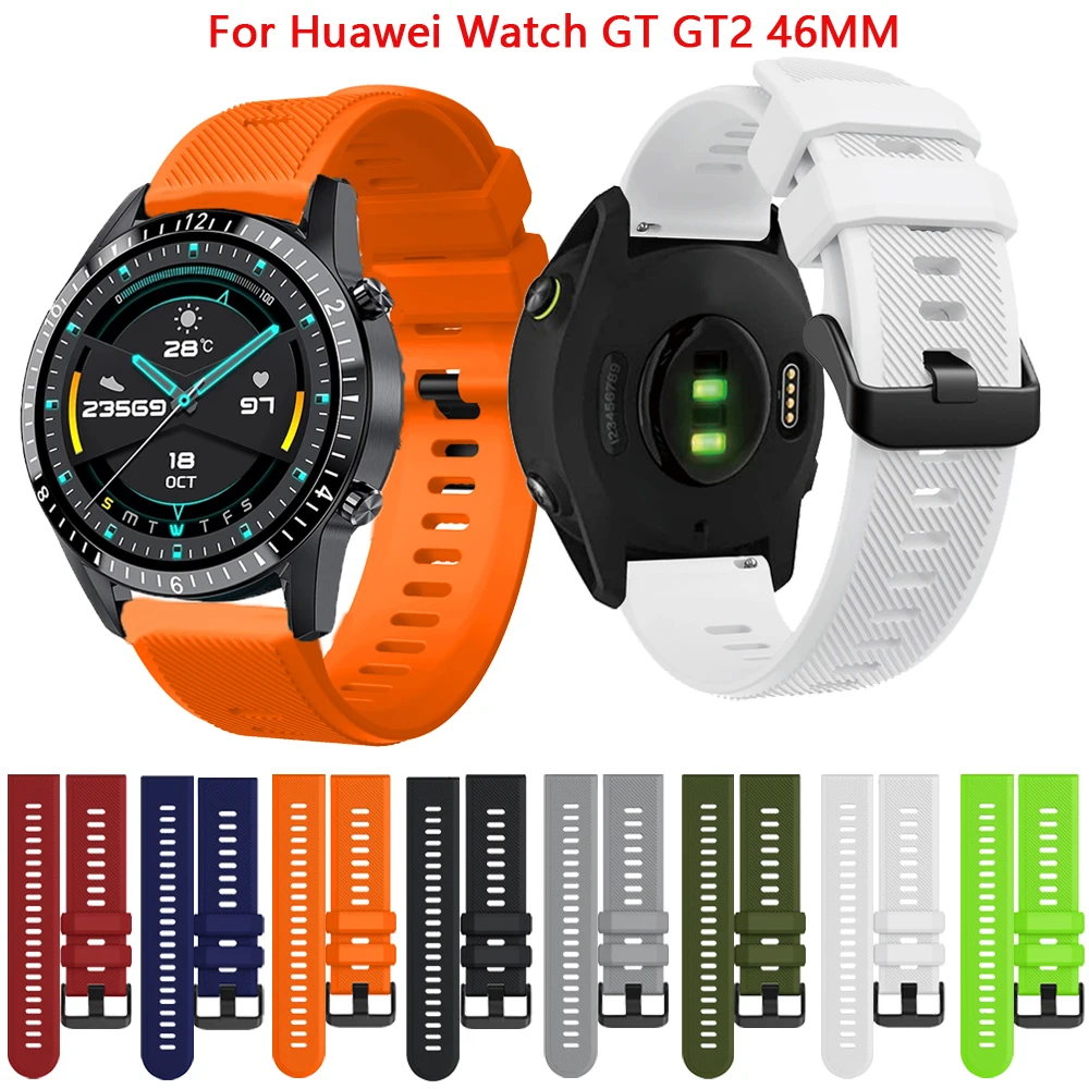 

Ремешок силиконовый для Huawei Watch GT GT2 2e 46 мм Active Magic GT, удобный браслет для смарт-часов Honor Magic 1 2, 22 мм