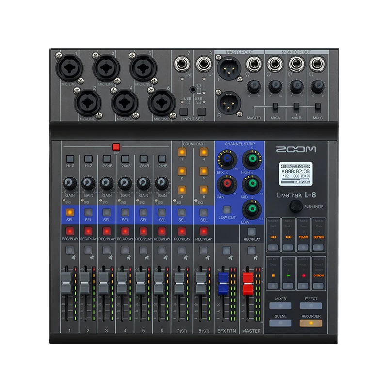 ZOOM LiveTrak L-8 миксер/Диктофон 8-канальный Миксер для смешивания мониторинга и записи