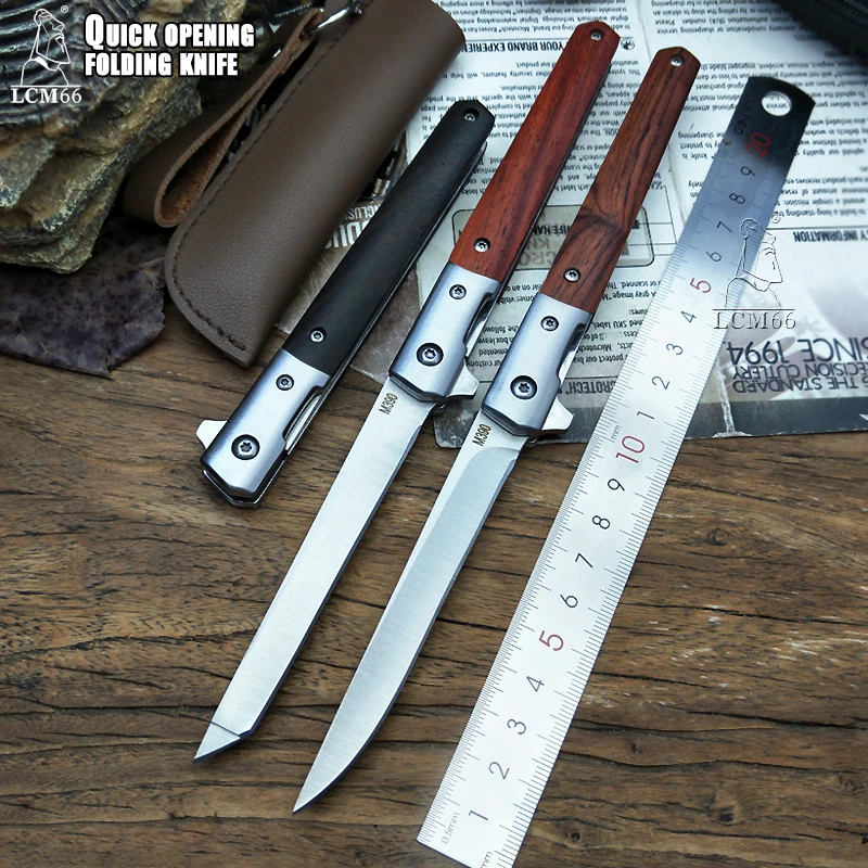 

LCM66 Folding knife Outdoor Tactical Pocket Knife Quick opening fruit knife Portable Pen knife Tools Very sharp Ebony handle