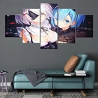 Картины на холсте Rem Re Zero 2b, мультяшный персонаж, настенный плакат, 3 панели, модульные картины, гостиная, Современный домашний декор