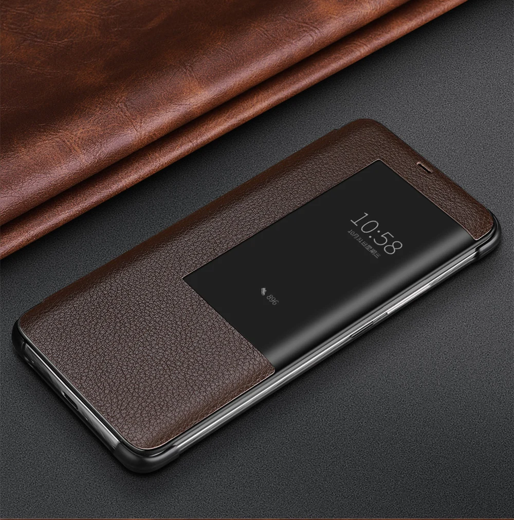 KAIBASSCE Luxury Business Leather lychee Pattern Smart sleep wake Case For Huawei Mate 20Pro Mate 20RS Mate 20X/5G Case Cover