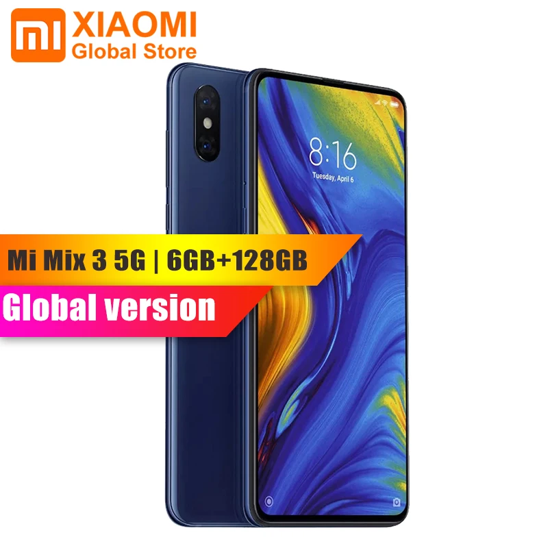 Оригинальный Смартфон Xiaomi Mi Mix 3 5G 6 ГБ 128 NFC Snapdragon 855 Восьмиядерный 39 дюймов
