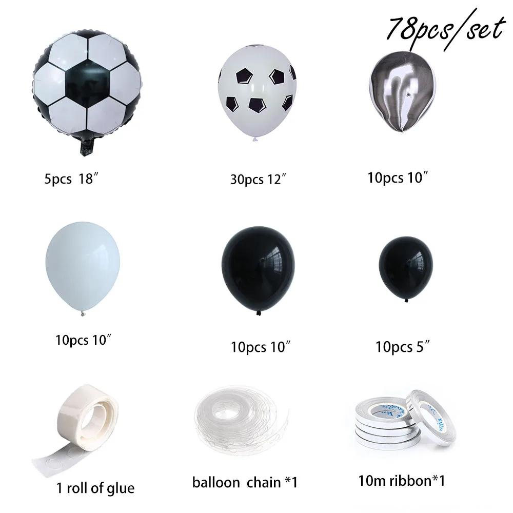 Globos de helio de l&aacute;tex para ni&ntilde;os, Kit de arco de guirnalda, decoraci&oacute;n de fiesta de cumplea&ntilde;os, suministros de fiesta de f&uacute;tbol, 78 unids/set por juego-1