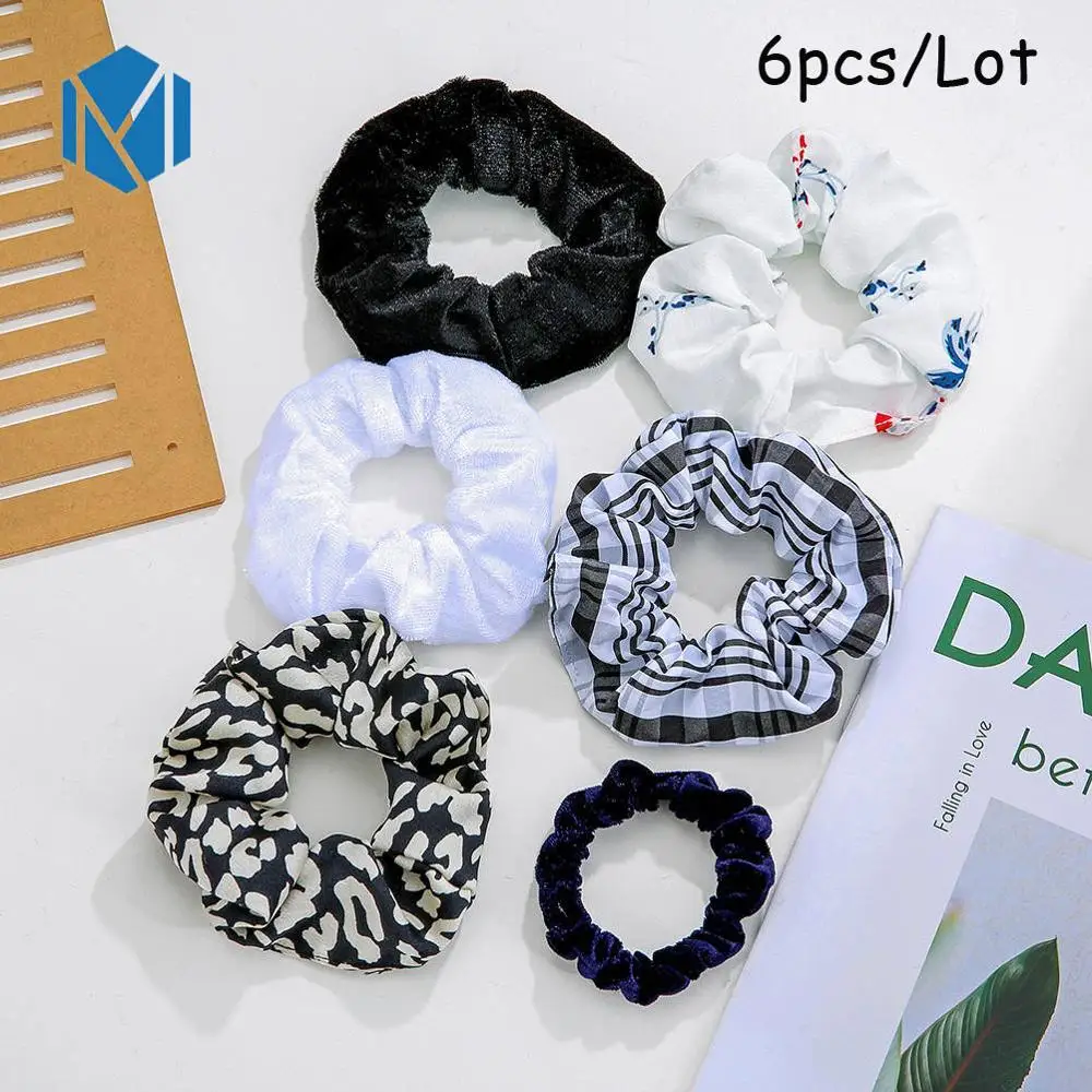 6PCS-Z M MISM 11 шт. винтажные леопардовые бархатные резинки для волос для женщин и девочек, шелковые эластичные полосы обруча для волос, набор модных аксессуаров для волос - Цвет: 6PCS-Z