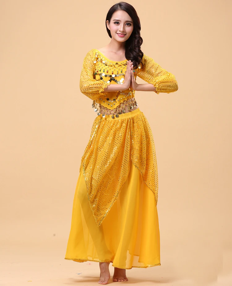 Женский костюм для танца живота комплект из двух предметов: футболка и юбка |