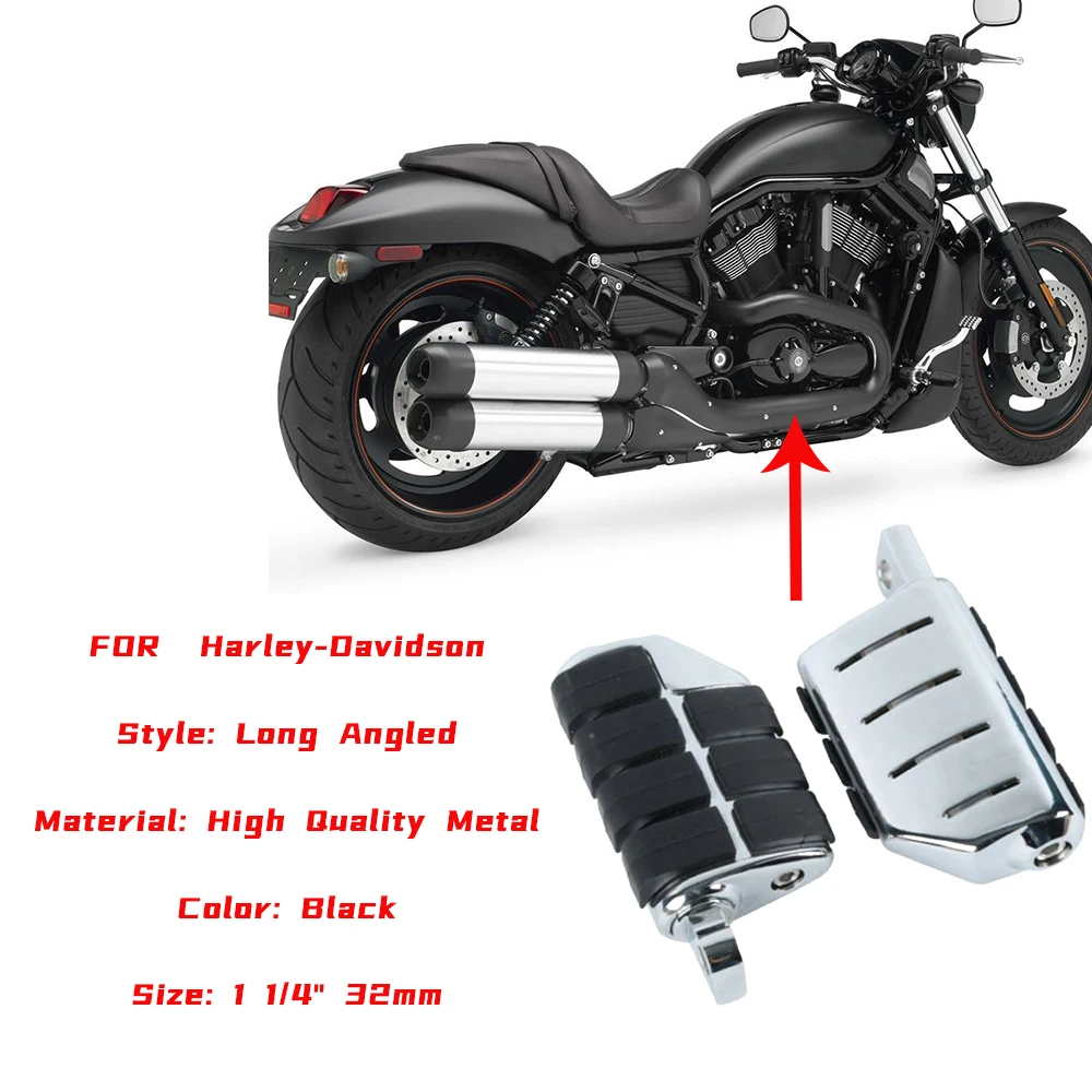 

1Pair Foot Pegs Chrome Long Highway Foot Peg Fit For Harley Road King Street Glide 1-1/4" Bars Motor Accessories