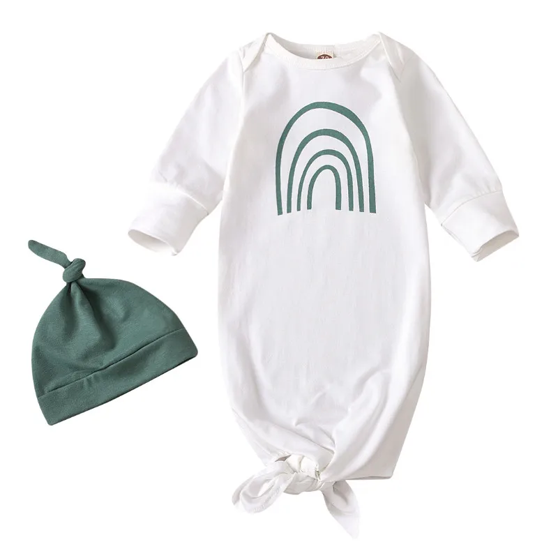 

Newborn Toddler Infant Baby's Sleeping Bag Set Baby Girl Boys Cartoon Rainbow Print Sleeping Sack Hat Children's Clothing 0-6M