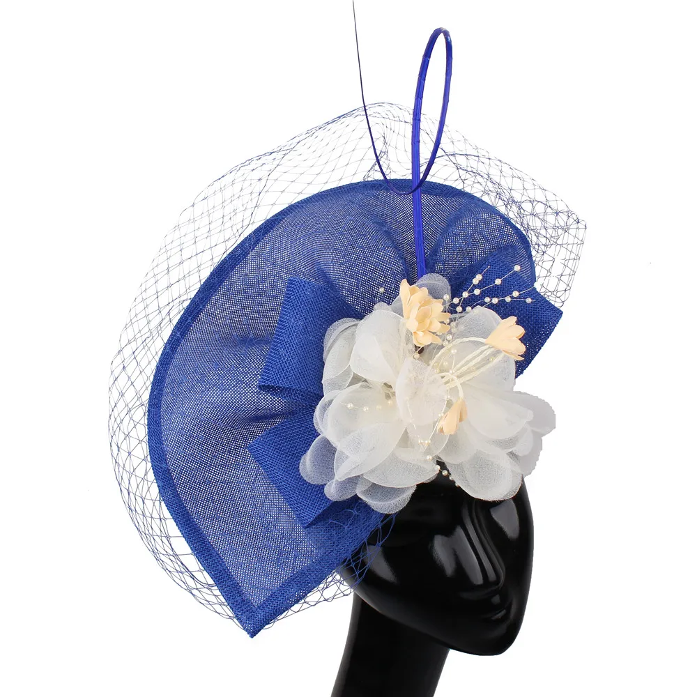 

Women Mesh Flower Fascinator Hats Headbands Female Chic Wedding Veils Headwear Elegant Ladies Bridal Marriage Hair Accessories