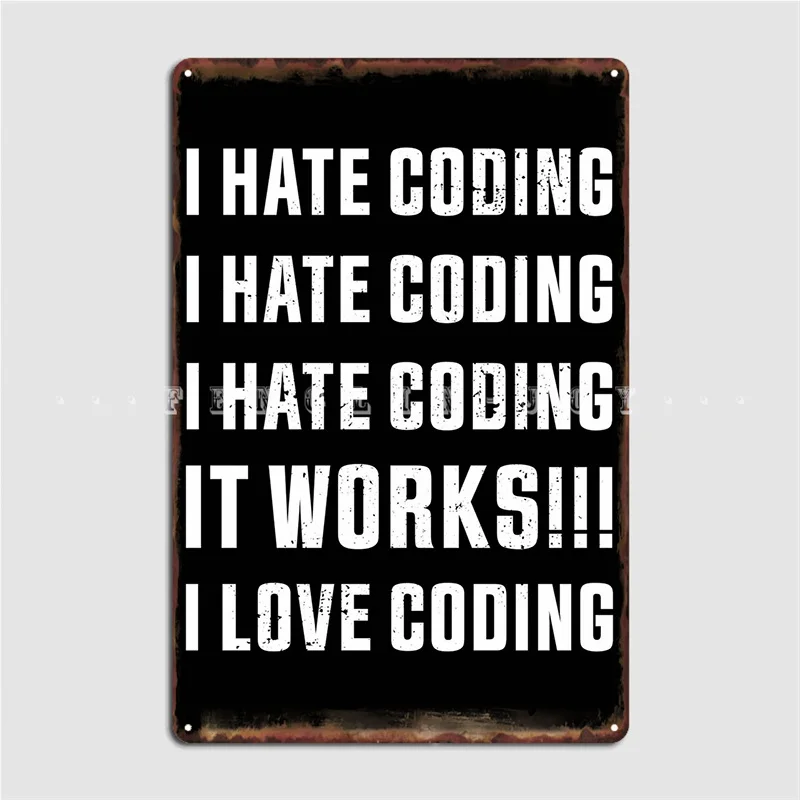 

Забавный подарок «Я люблю кодирование», металлический знак, плакат, фреска, клуб, домашний фотопостер