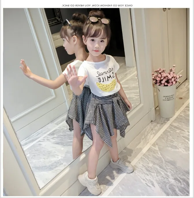 Летняя одежда для девочек 2020 г. Футболка с короткими рукавами и рисунком банана +