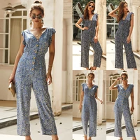 original design in europe and the womens 2021 summer floral jumpsuits leisure straight 9 minutes of pants