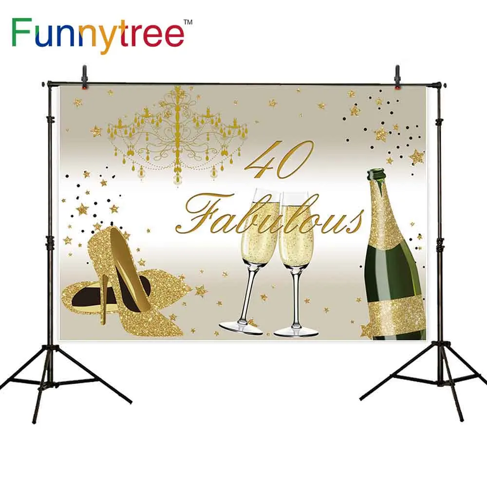 

Виниловый фон Funnytree золотистого цвета для студийной фотосъемки в стиле 40-летия шампанского на высоком каблуке со звездами и виниловыми фото...