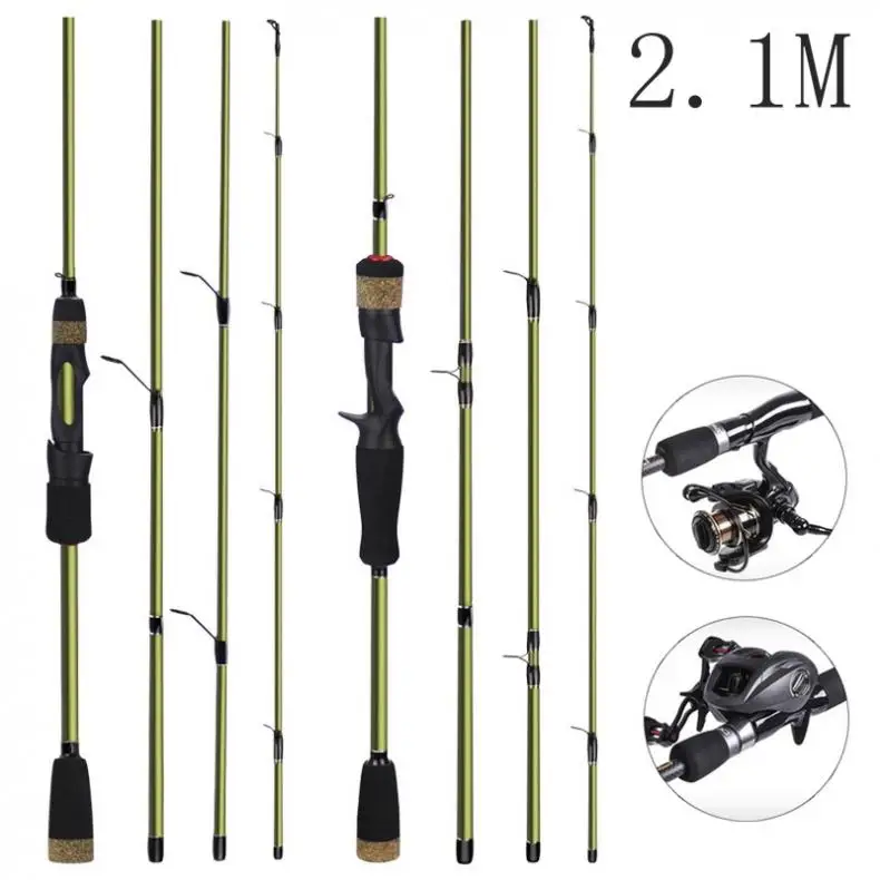 

2.1m 4 Section Carbon Fiber Lure Fishing Rod M Power Portable Ultra Light Spinning/Casting Fishing Pole