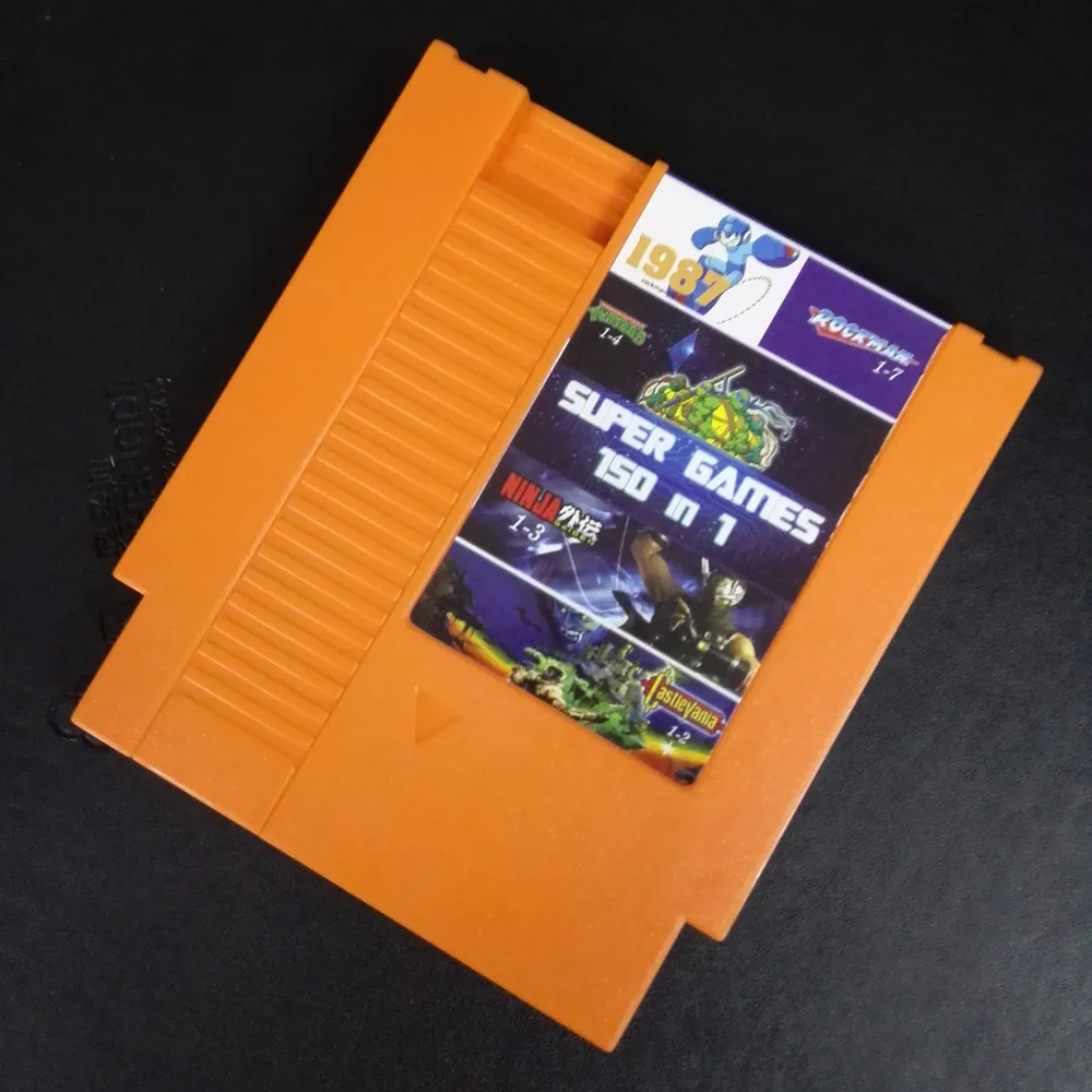 ORANGE Высокое качество 72 контакта 8 бит игровой картридж 150 в 1 с Rockman 1 2 3 4 5 6 Черепашки Ниндзя Приключения - Цвет: ORANGE