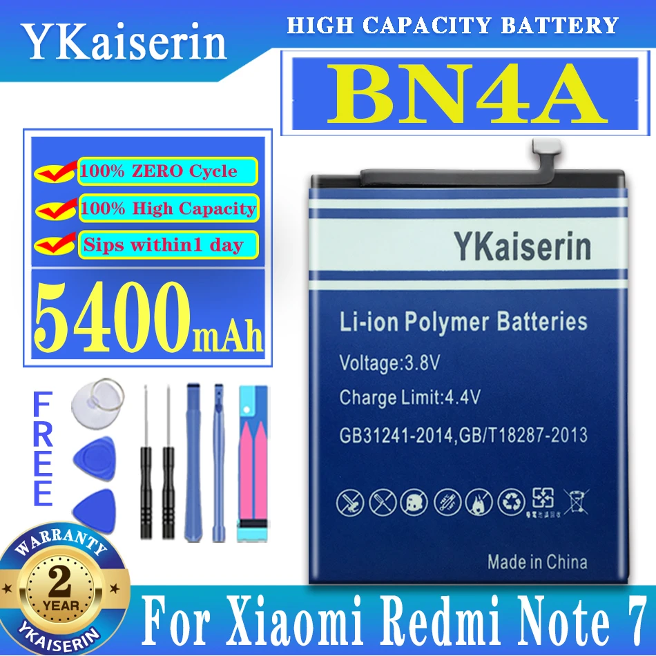 

YKaiserin BN4A 5400MAH Replacement Battery For Xiaomi Redmi Note 7 Note7 High Capacity Battery + Track Code