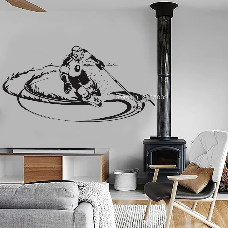 Hockey Winter Sport Decals Cool Wall Vinyl Decal Decor Ice Sticker For Kids Room Poster Home Decoration LC1447 | Дом и сад