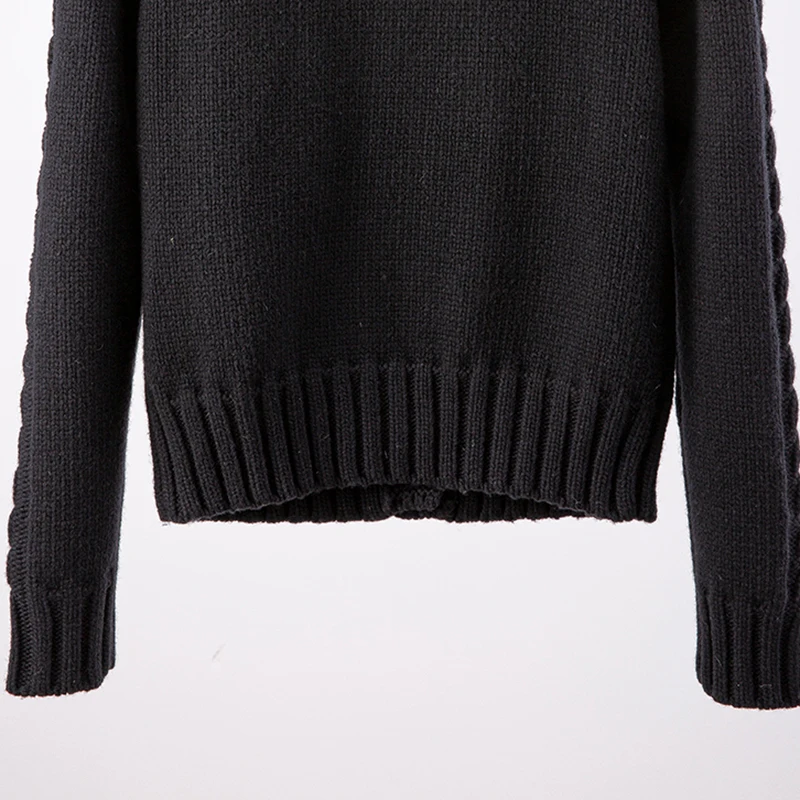 

TWOTWINSTYLE Casual Black Patchwork Button Sweater For Women Lapel Long Sleeve Knitted Cardigans Female Fashion New Clothing