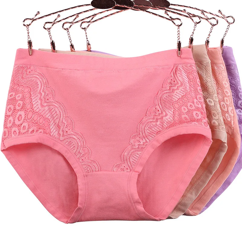 

Из хлопка со средней талией женское кружевное нижнее белье трусы; Детские трусы; Нижнее белье; Мягкие и промежность Женский нижнее белье размера плюс XL ~ 6XL миниюбки