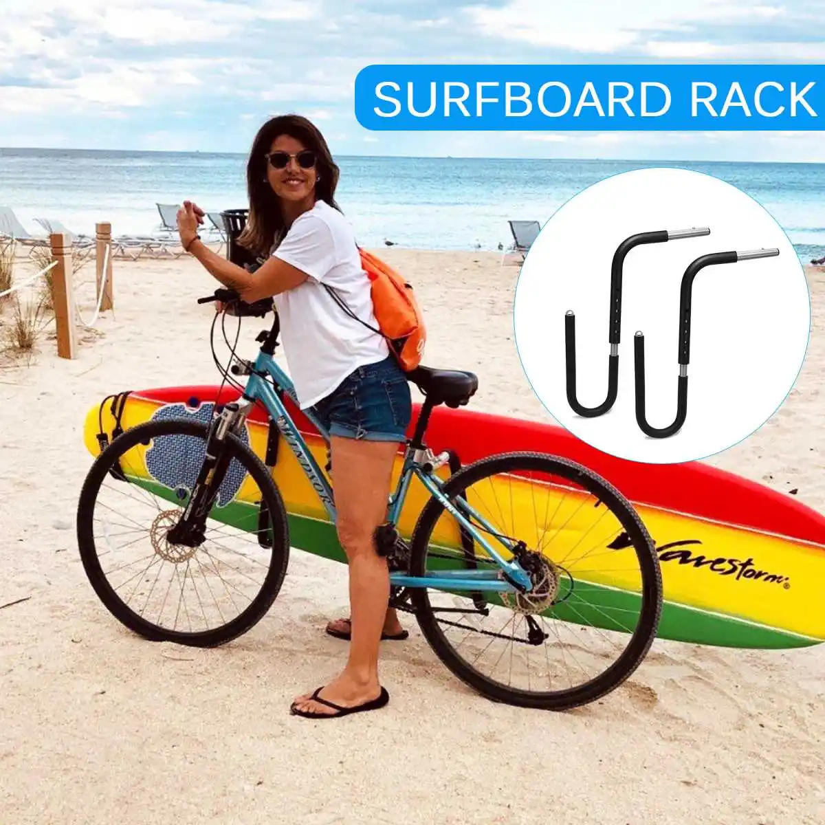

Surfboard Bicycle Rack Bicycle Surfing Carrier Surfboard Bike Rack Mount To Seat Posts Practical Surfboard Bike-Side Holder