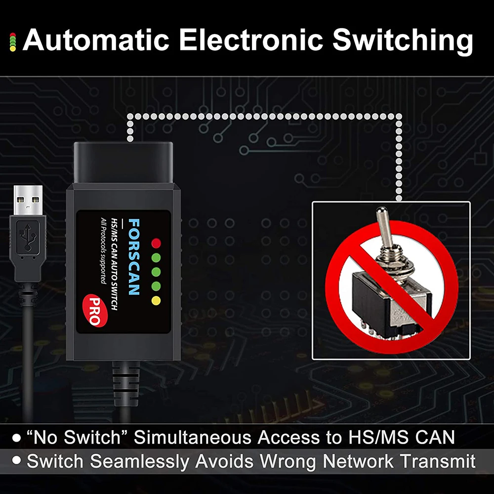Автомобильный диагностический сканер FORScan Pro ELM327 V1.5 для кодирования Ford USB OBD2
