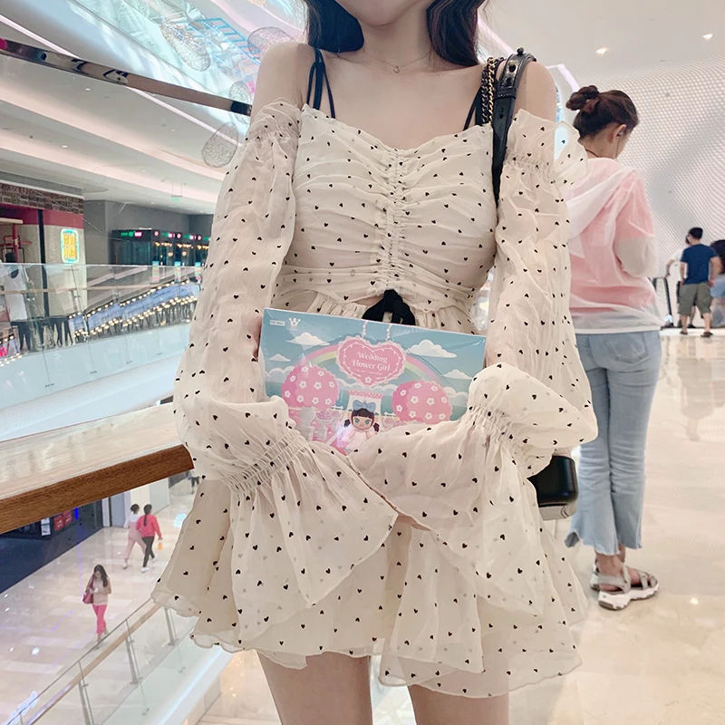 

Casual Tunic Summer Polka Dot Chic Dress Women's Summer Dresses Kawaii Retro Lovely Female Harajuku Chic Japan For Women