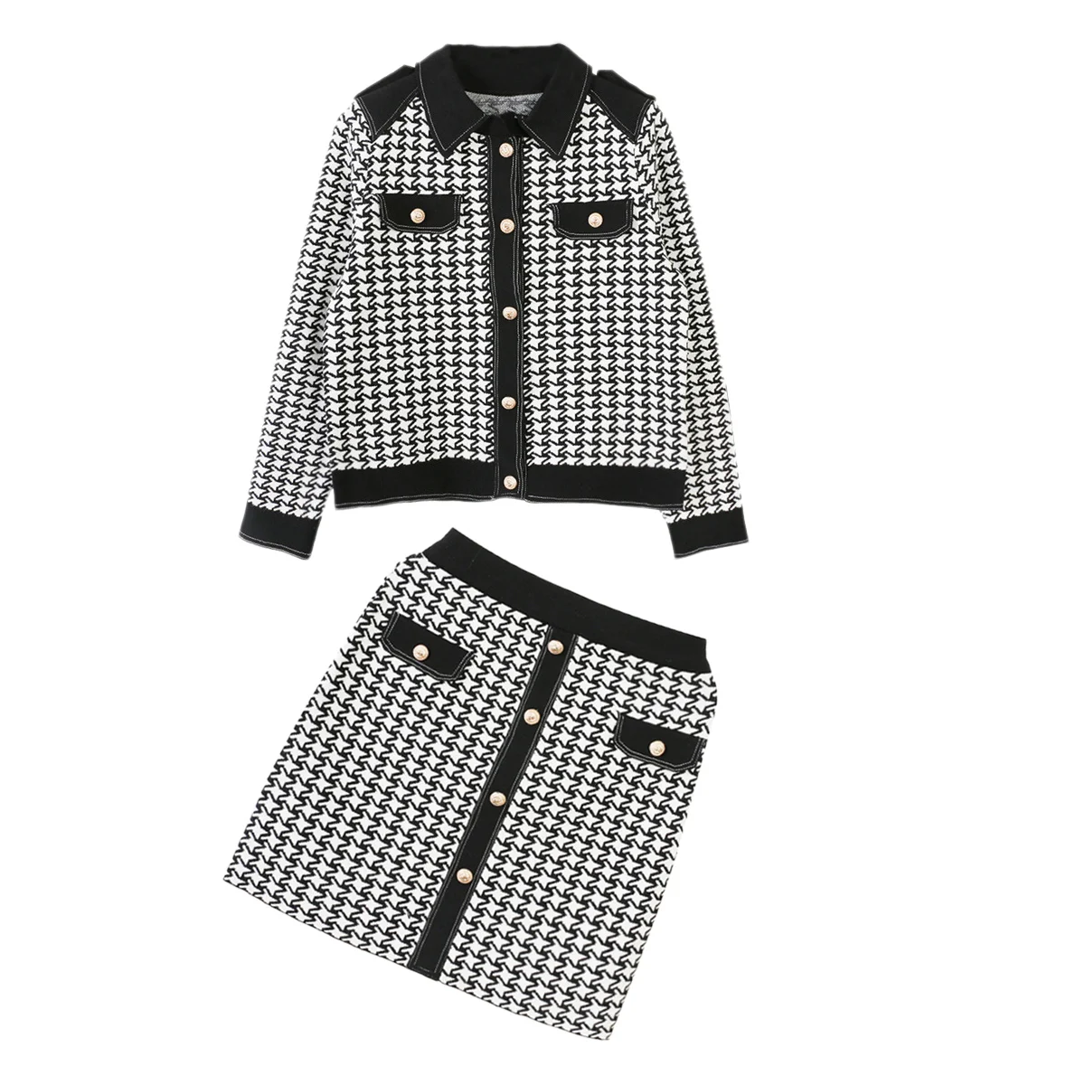 Новинка 2020 элегантный комплект из двух предметов с узором гусиная лапка Женский