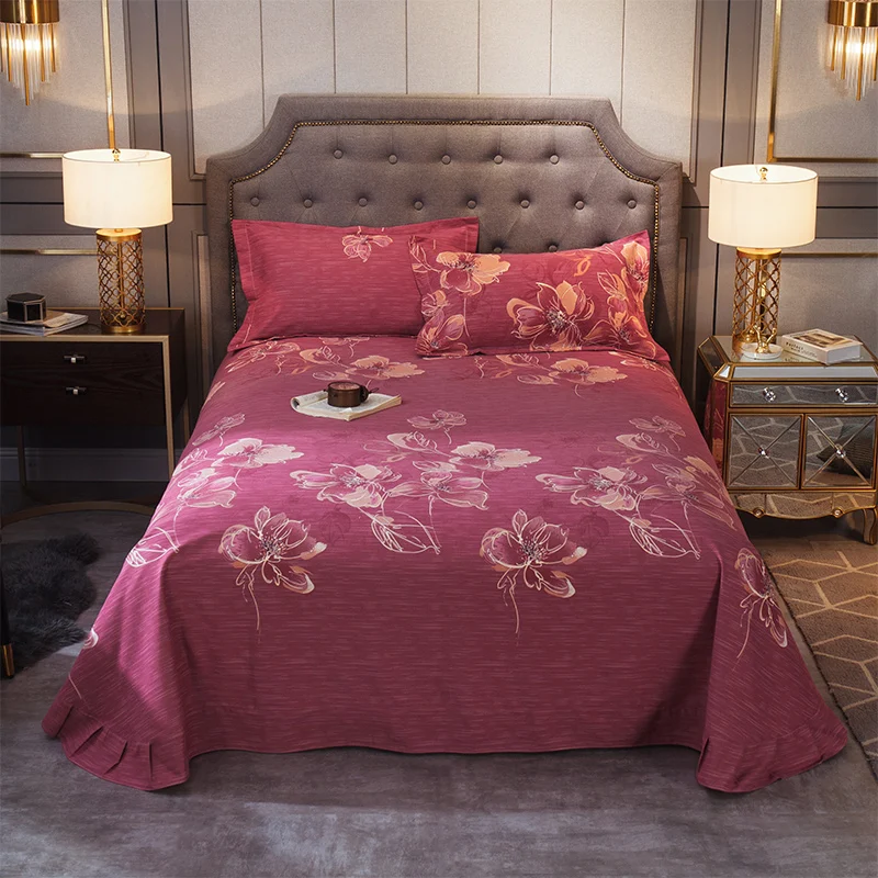 

King Queen Shabby Chic Plaid and Flowers Bed sheet set Brushed 600TC Cotton Soft Heavyweigh Warm Flat Bed sheet set Pillowcases