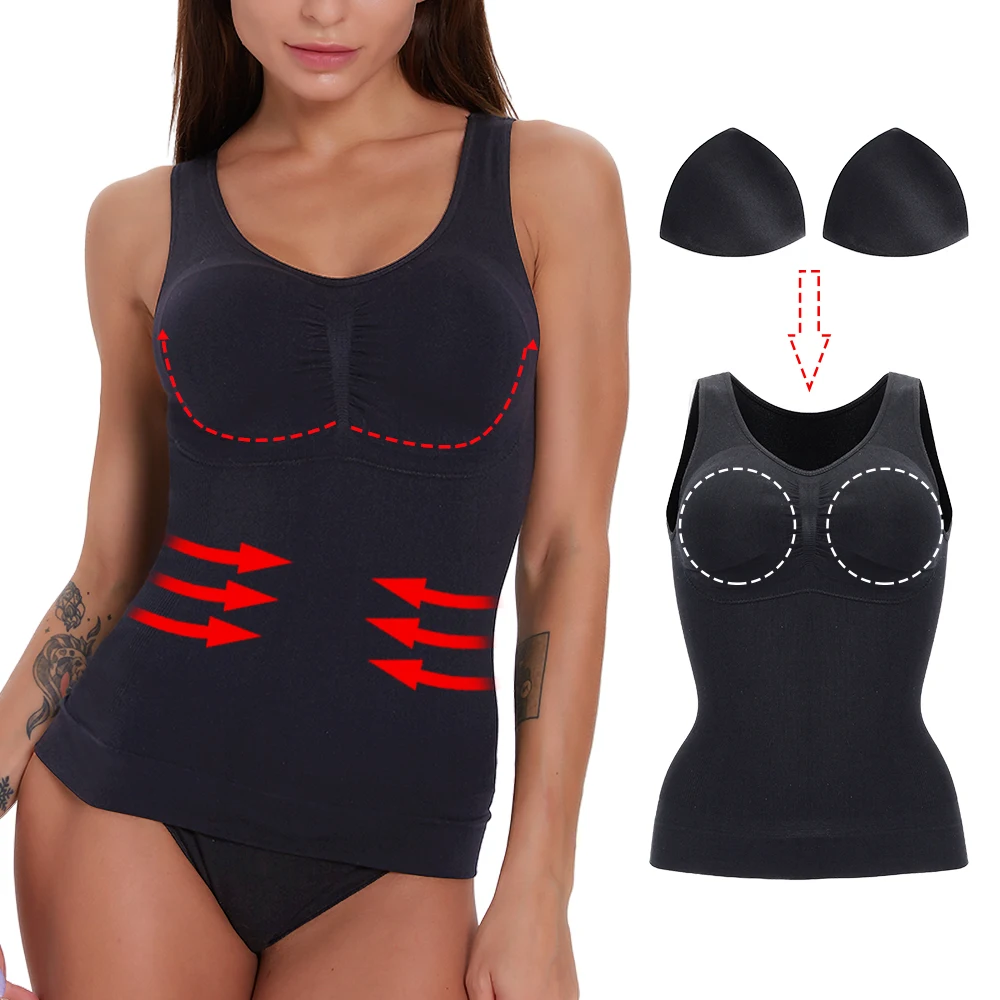 

Women's Seamless Tank Top Body Shaper with Pads Slimming Underwear with Removable Pad for Casual Wearing Shapewear