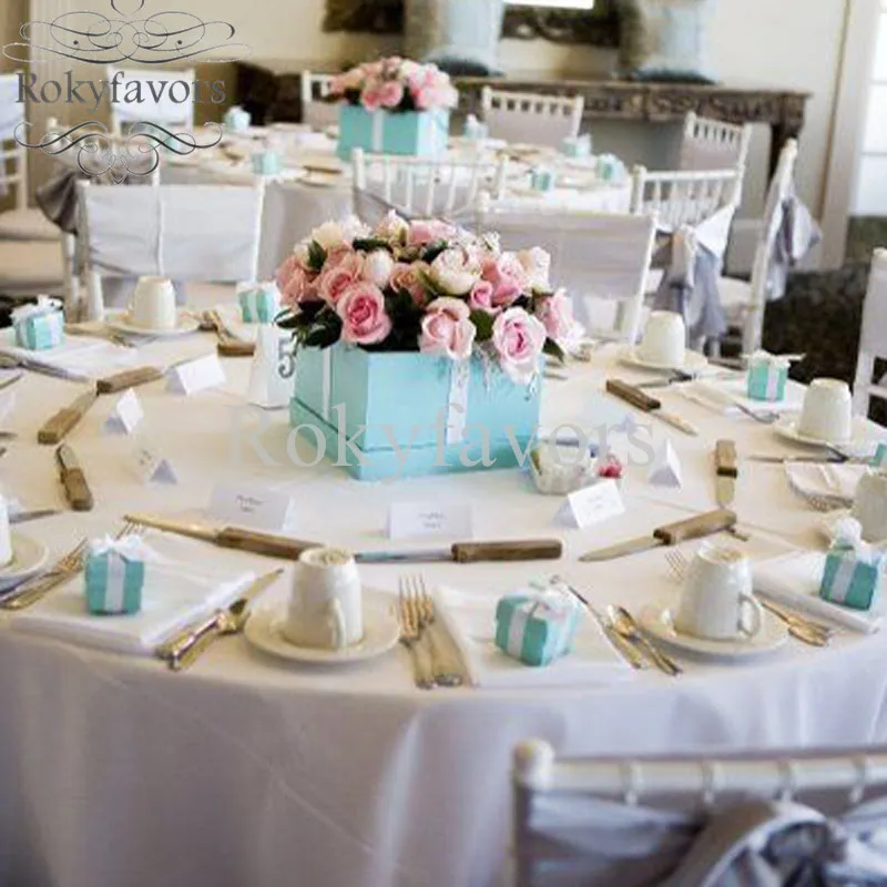 100 шт. голубые коробки для конфет Robin's egg без атласной ленты 2 синие свадебные