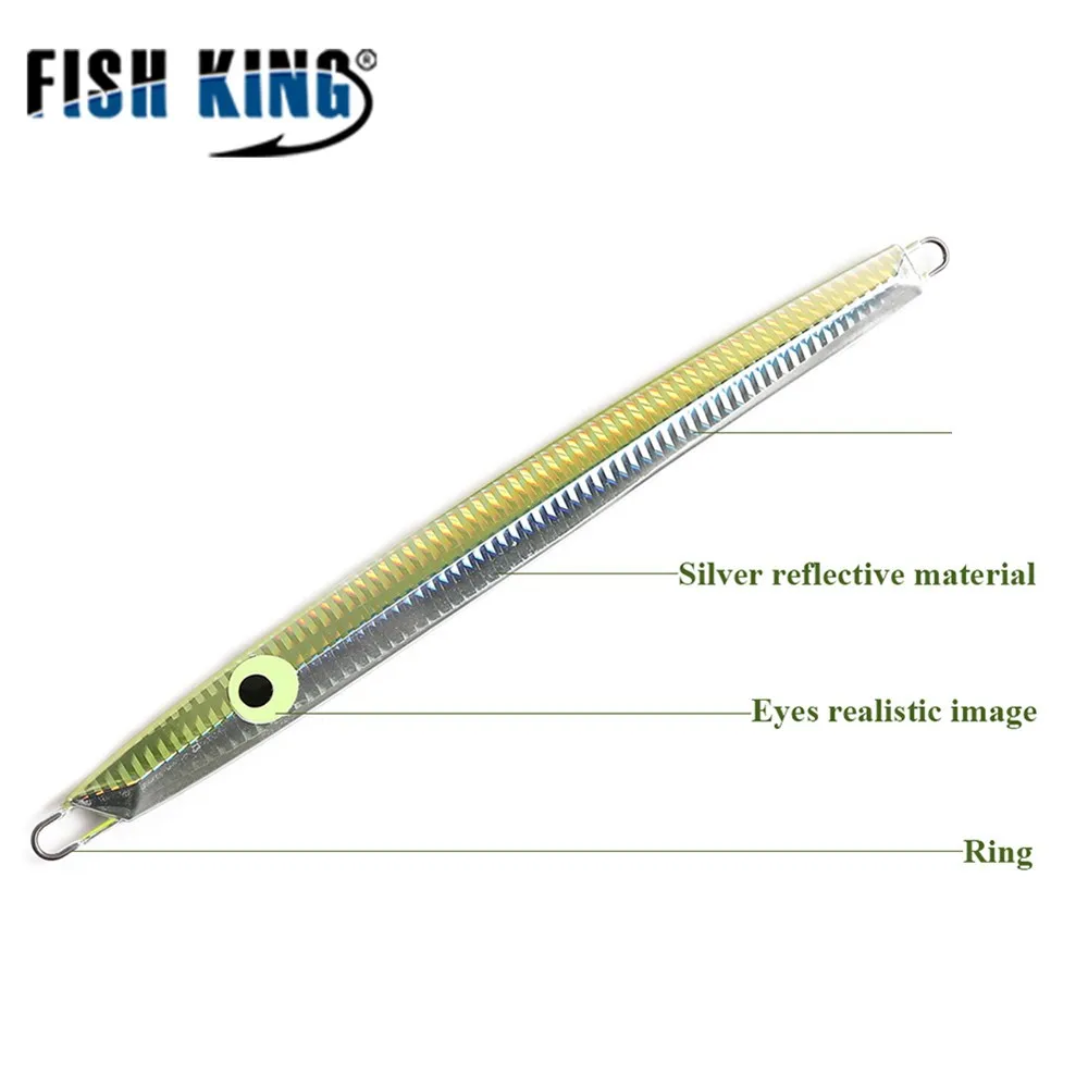 FISH KING металлический джиг для морской рыбалки приманка с 3D глазами искусственной
